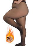 Amzshe Plus Size Fleece Lined Tights for Women Fake Translucent Warm Winter Leggings Control Top Thermal Tights Mimarta