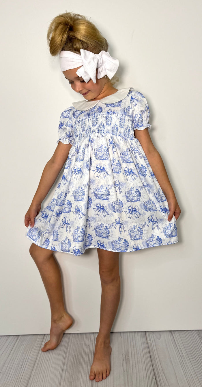 Azul Rabbit Smocked Girls Dress