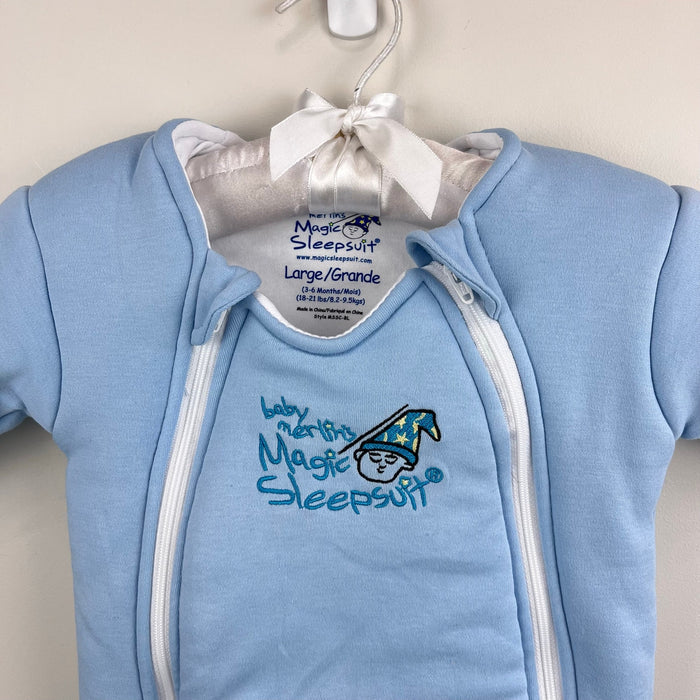 Baby Merlin Magic Sleepsuit Blue Cotton Large 3-6 Months