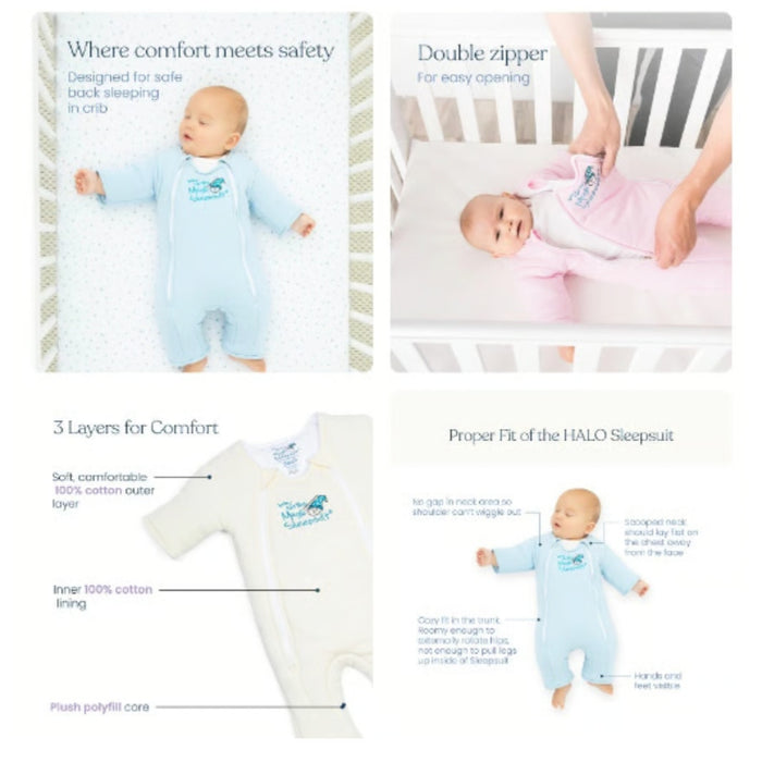 Baby Merlin Magic Sleepsuit Blue Cotton Large 3-6 Months