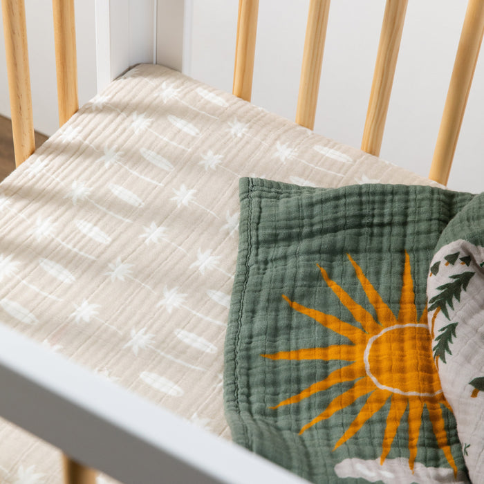 Babyletto Beach Bum Mini Crib Sheet in GOTS Certified Organic Muslin Cotton