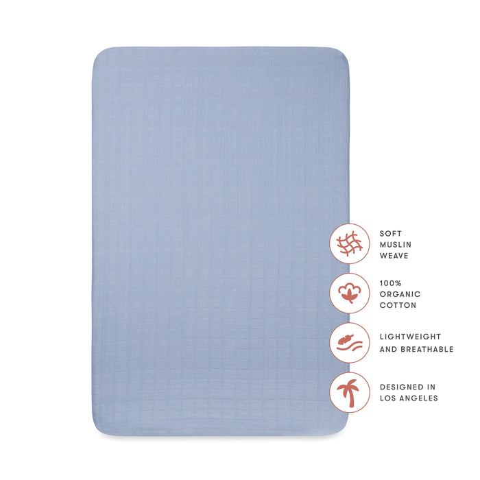 Babyletto Dewdrop Mini Crib Sheet in GOTS Certified Organic Muslin Cotton