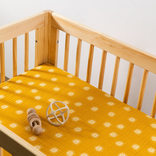 Babyletto Golden Hour All-Stages Midi Crib Sheet in GOTS Certified Organic Muslin Cotton