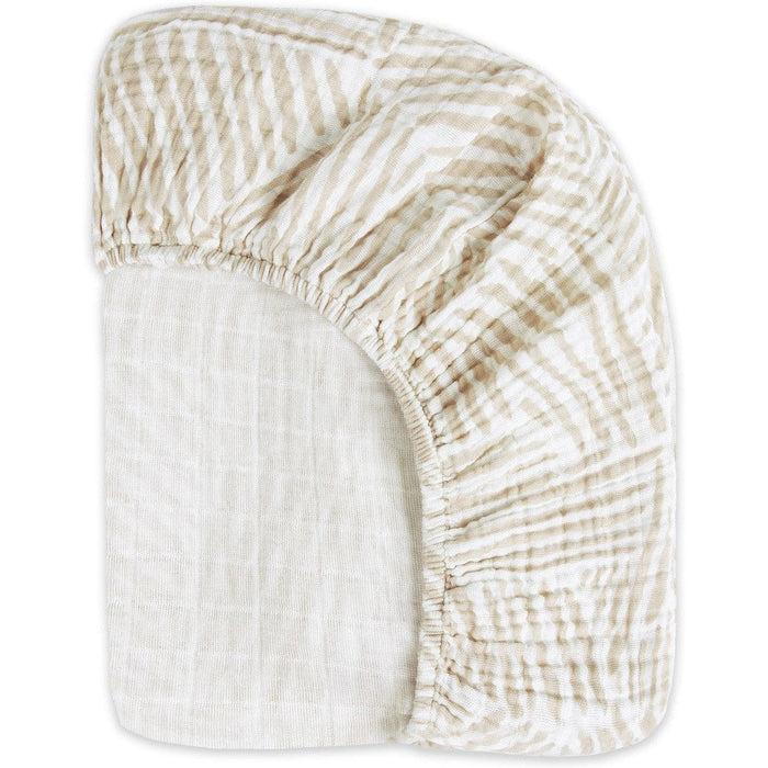 Babyletto Oat Stripe Muslin Mini Crib Sheet in GOTS Certified Organic Cotton