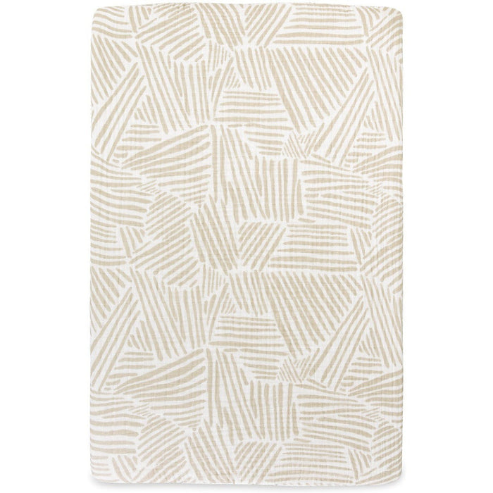 Babyletto Oat Stripe Muslin Mini Crib Sheet in GOTS Certified Organic Cotton