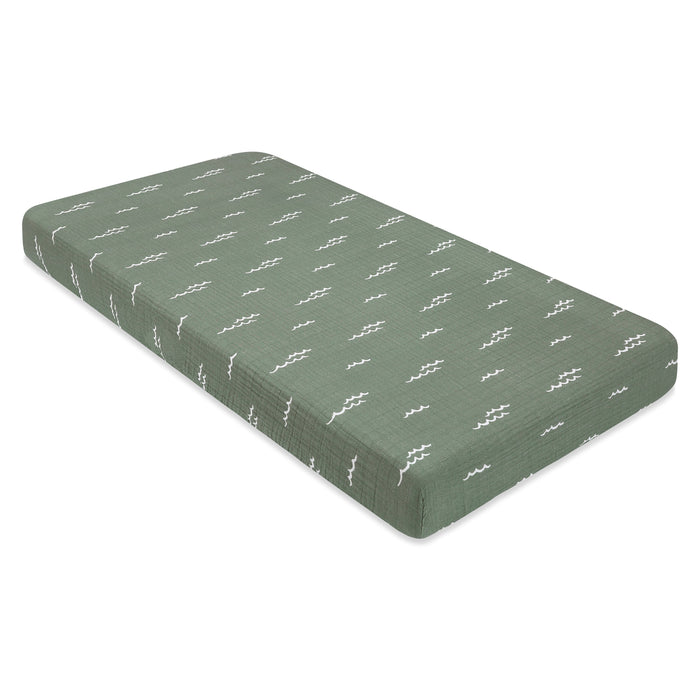 Babyletto Ocean Waves Crib Sheet in GOTS Certified Organic Muslin Cotton