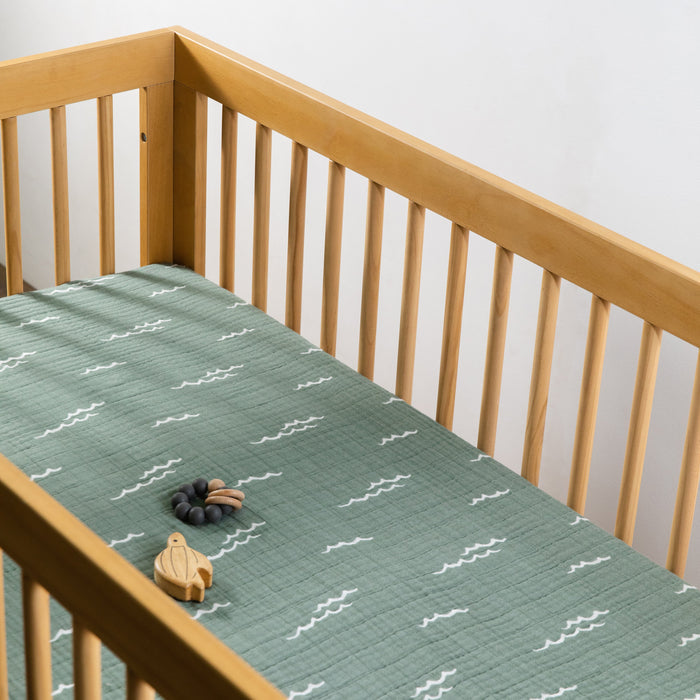 Babyletto Ocean Waves Crib Sheet in GOTS Certified Organic Muslin Cotton