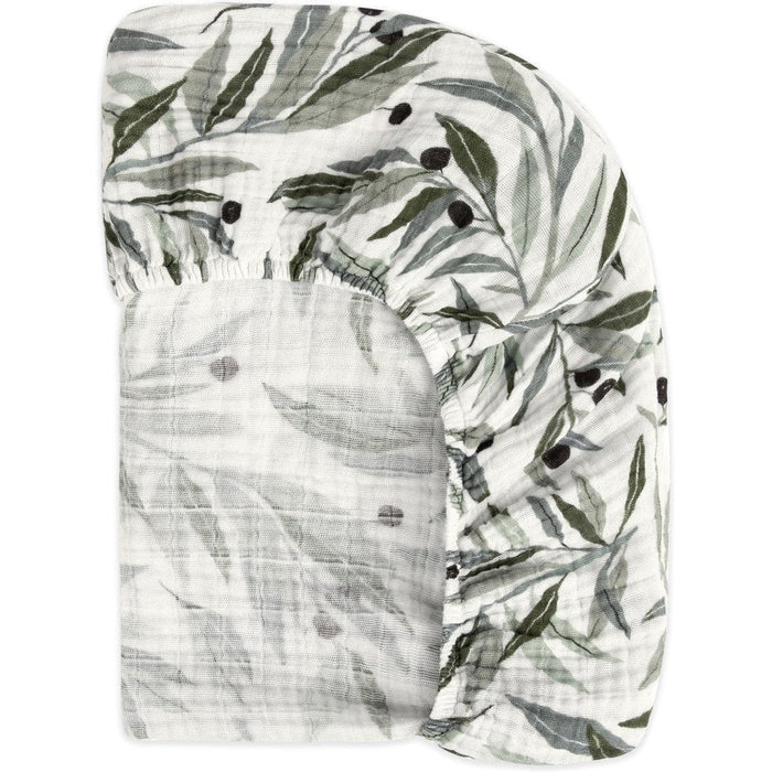 Babyletto Olive Branches Muslin Crib Sheet in GOTS Certified Organic Cotton