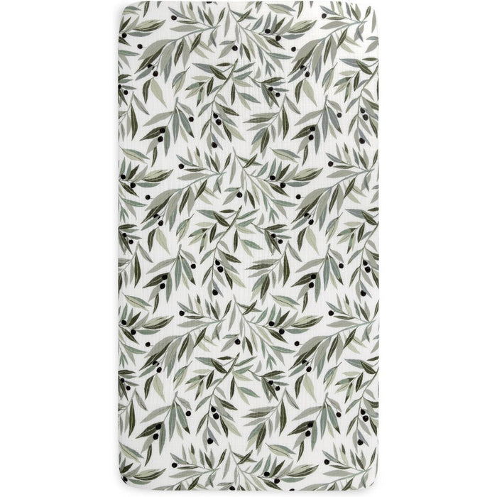 Babyletto Olive Branches Muslin Crib Sheet in GOTS Certified Organic Cotton