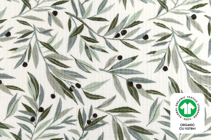 Babyletto Olive Branches Muslin Mini Crib Sheet in GOTS Certified Organic Cotton