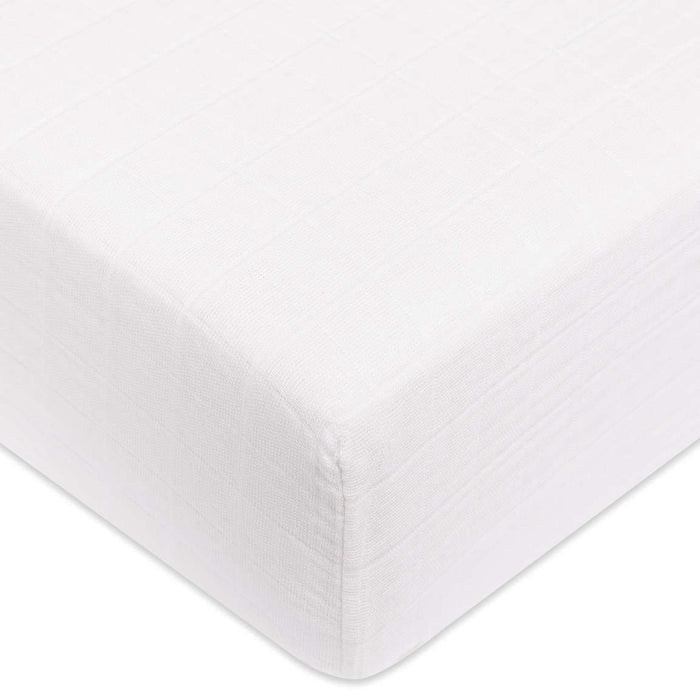 Babyletto Plain White Muslin Crib Sheet in GOTS Certified Organic Cotton