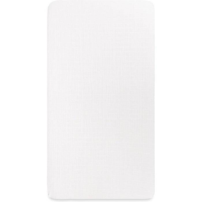 Babyletto Plain White Muslin Crib Sheet in GOTS Certified Organic Cotton