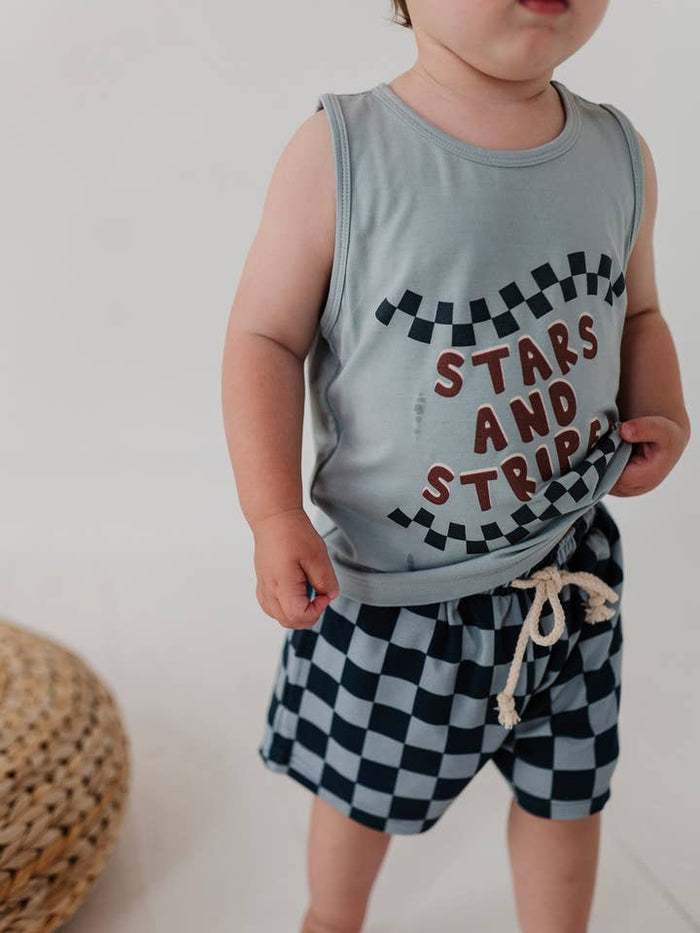 Babysprouts Boy's Everyday Shorts Checkers/Navy