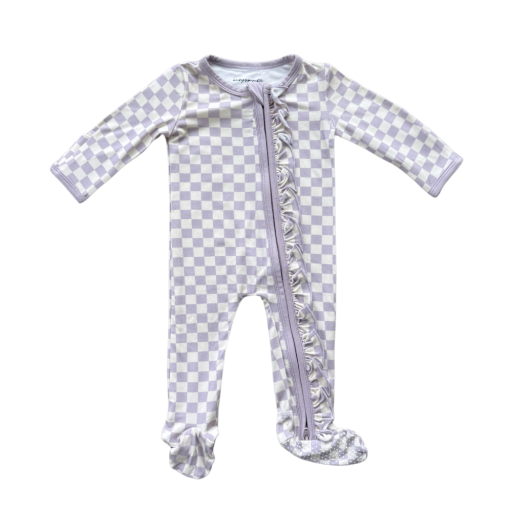Babysprouts Clothing Company Footie Romper | Lavender Cloud Checkered