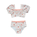 Babysprouts Clothing Company Girl's Puff Sleeve Swimsuit | Strawberries