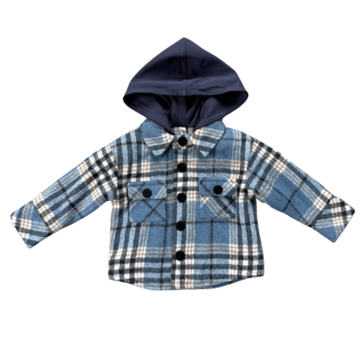 Babysprouts Clothing Company Hooded Shacket | Blue Plaid