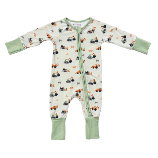 Babysprouts Clothing Company Long Sleeve Zip Romper | Construction
