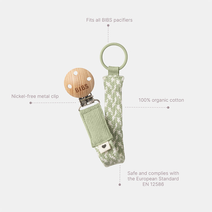BIBS Pacifier Clip | Sage/Ivory