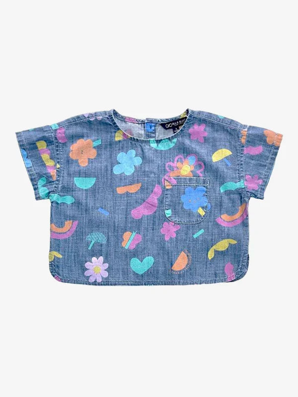 Blu & Blue Chloe Printed Denim Top
