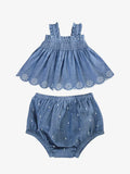 Blu & Blue Cora Embroidered Romper Set with Bloomer