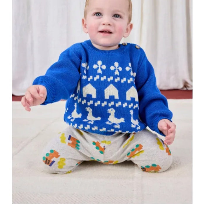 BoBo Choses Farmhouse Knit Organic Cotton Sweater Blue 6 Months 68 cm NWT