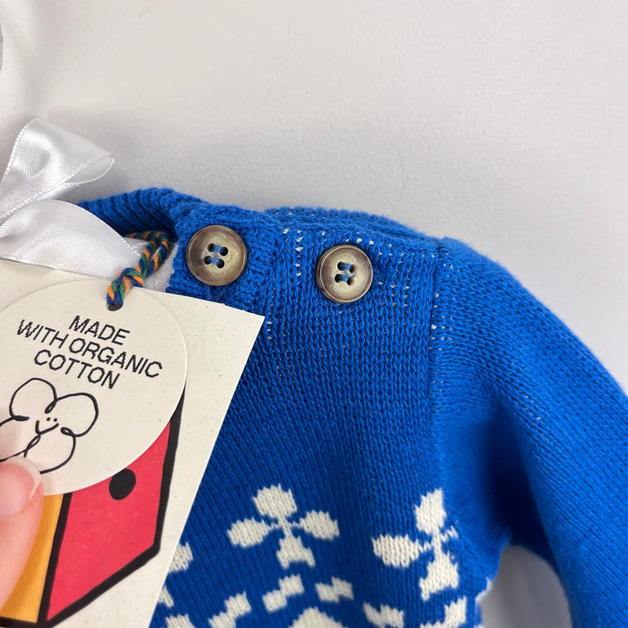 BoBo Choses Farmhouse Knit Organic Cotton Sweater Blue 6 Months 68 cm NWT