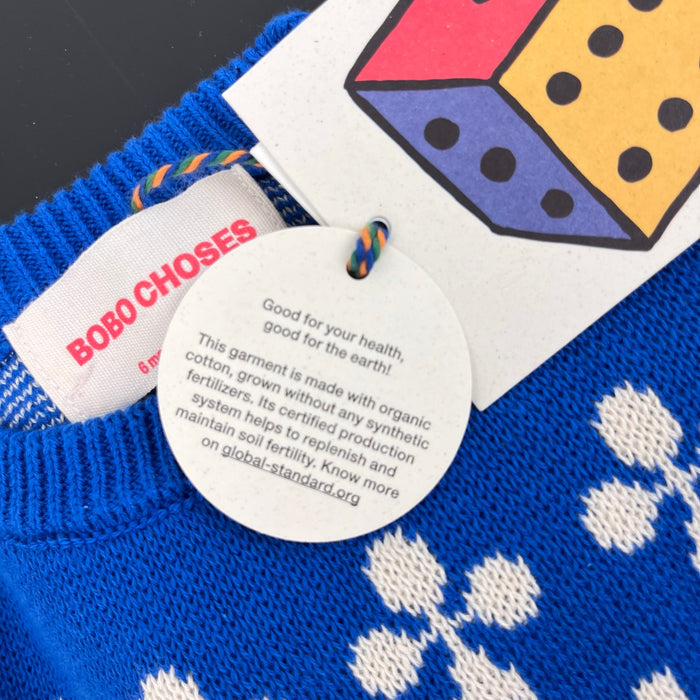 BoBo Choses Farmhouse Knit Organic Cotton Sweater Blue 6 Months 68 cm NWT