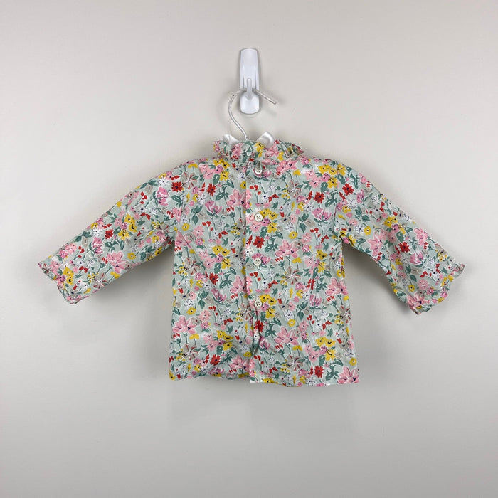 Bonpoint Floral Ruffle Long Sleeve Blouse Top 6 Months