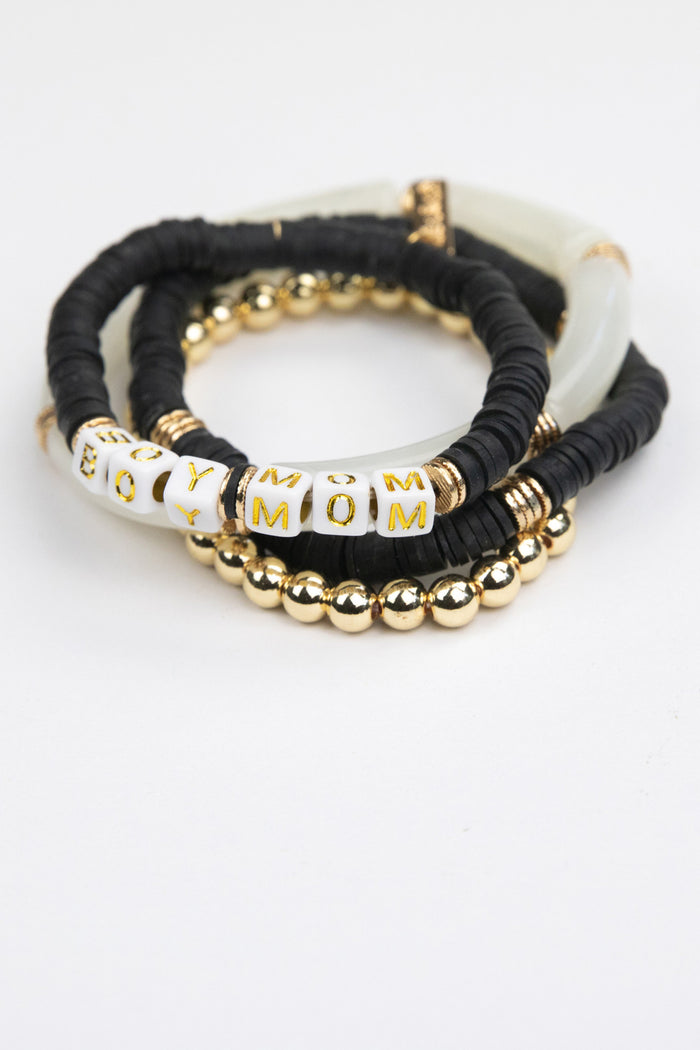 Boy Mom Tubular Beaded Bracelet Set