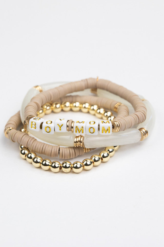 Boy Mom Tubular Beaded Bracelet Set
