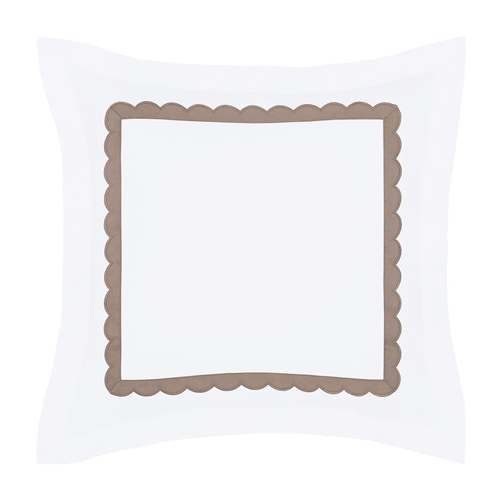 Camellia Taupe Scalloped Percale Euro Sham