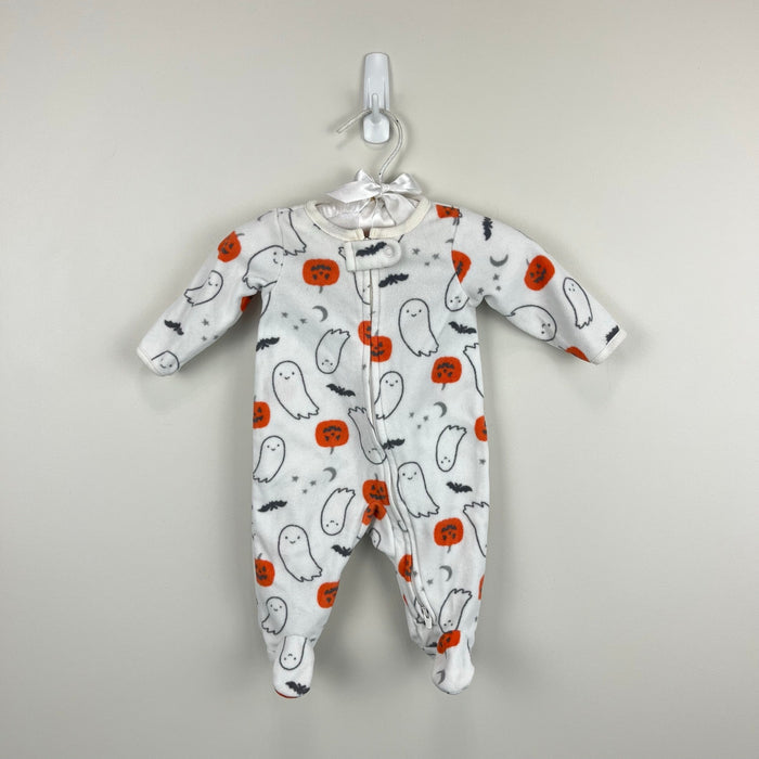 Carter's Comfy Halloween Fleece Sleep N' Play Footie White Ghosts Newborn