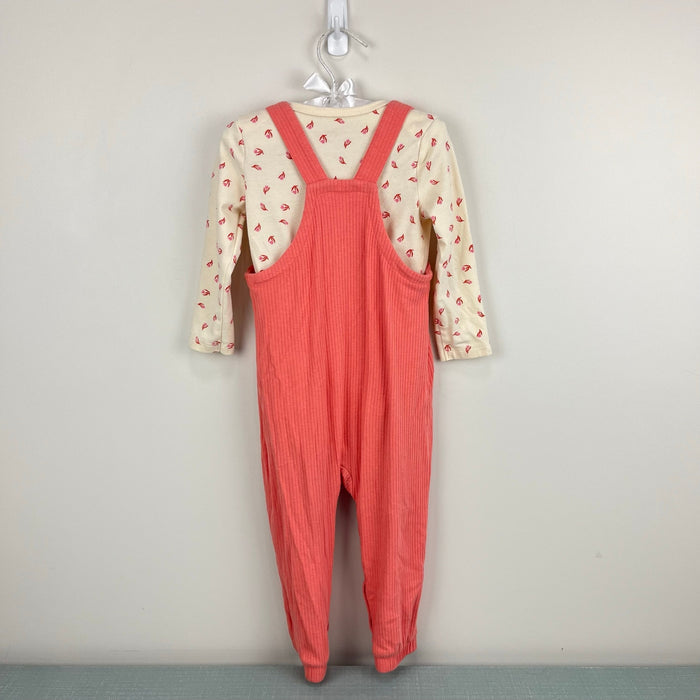 Cat & Jack Peach Pink Ribbed Overalls Set 18 Months