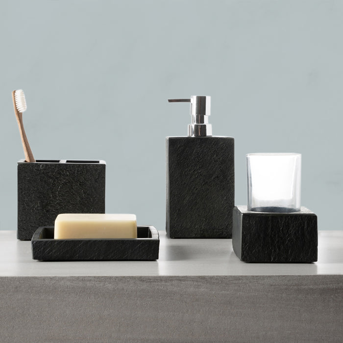 Charcoal Slate Resin Bath Accessories, Soap Dish