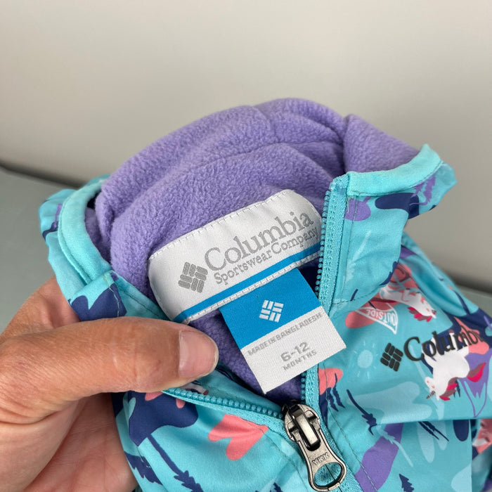 Columbia Mini Pxel Grabber Fleece Lined Wind Jacket Blue Unicorn 6-12 Months
