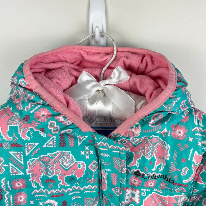 Columbia Snuggly Bunny Bunting Down Snow Suit Pink Green Animals 6-12