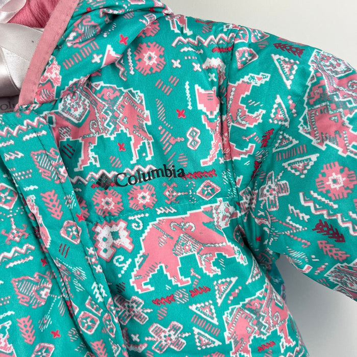 Columbia Snuggly Bunny Bunting Down Snow Suit Pink Green Animals 6-12