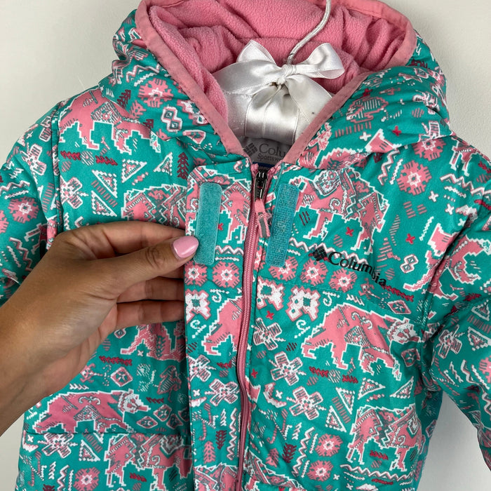 Columbia Snuggly Bunny Bunting Down Snow Suit Pink Green Animals 6-12