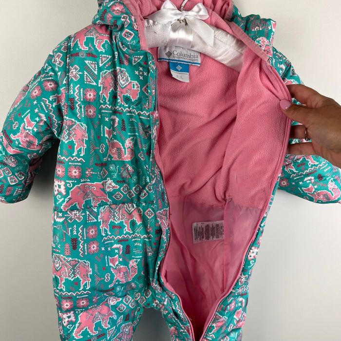 Columbia Snuggly Bunny Bunting Down Snow Suit Pink Green Animals 6-12