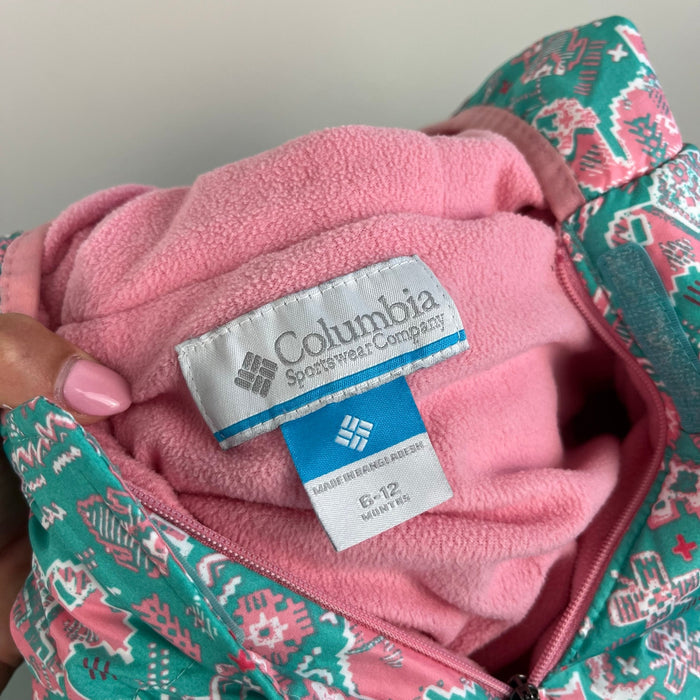 Columbia Snuggly Bunny Bunting Down Snow Suit Pink Green Animals 6-12