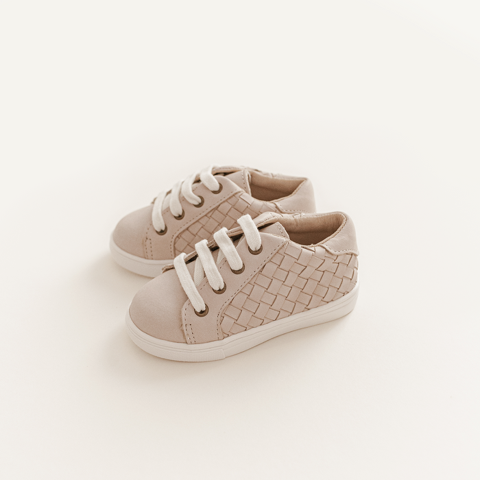 Consciously Baby Leather Woven Sneaker | Color 'Dusty Pink' | Hard Sole