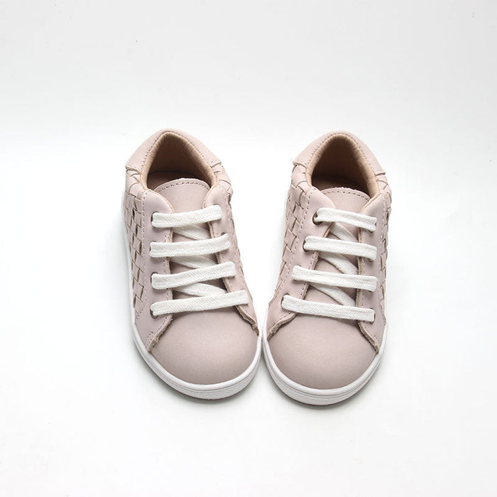 Consciously Baby Leather Woven Sneaker | Color 'Dusty Pink' | Hard Sole