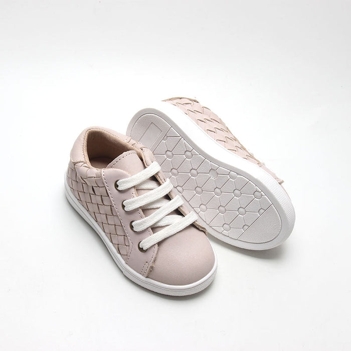 Consciously Baby Leather Woven Sneaker | Color 'Dusty Pink' | Hard Sole