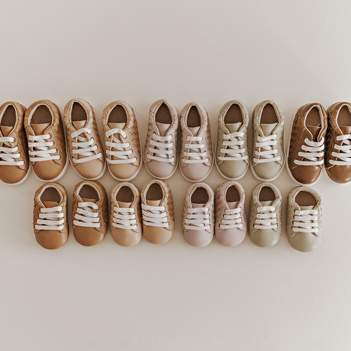 Consciously Baby Leather Woven Sneaker | Color 'Dusty Pink' | Hard Sole