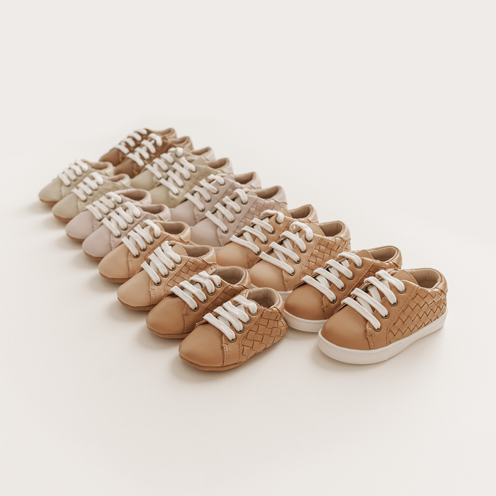 Consciously Baby Leather Woven Sneaker | Color 'Rust' | Hard Sole