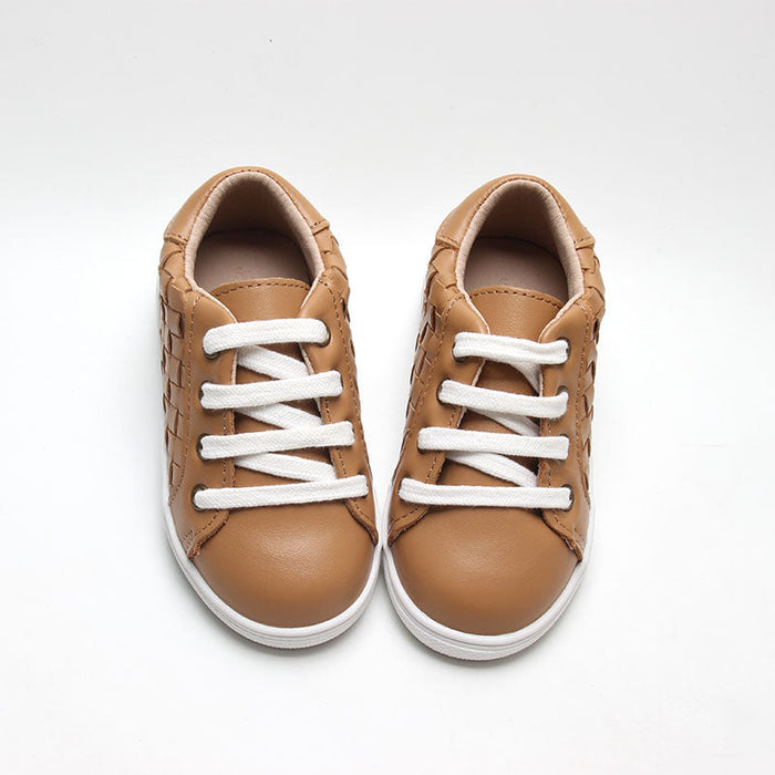 Consciously Baby Leather Woven Sneaker | Color 'Rust' | Hard Sole