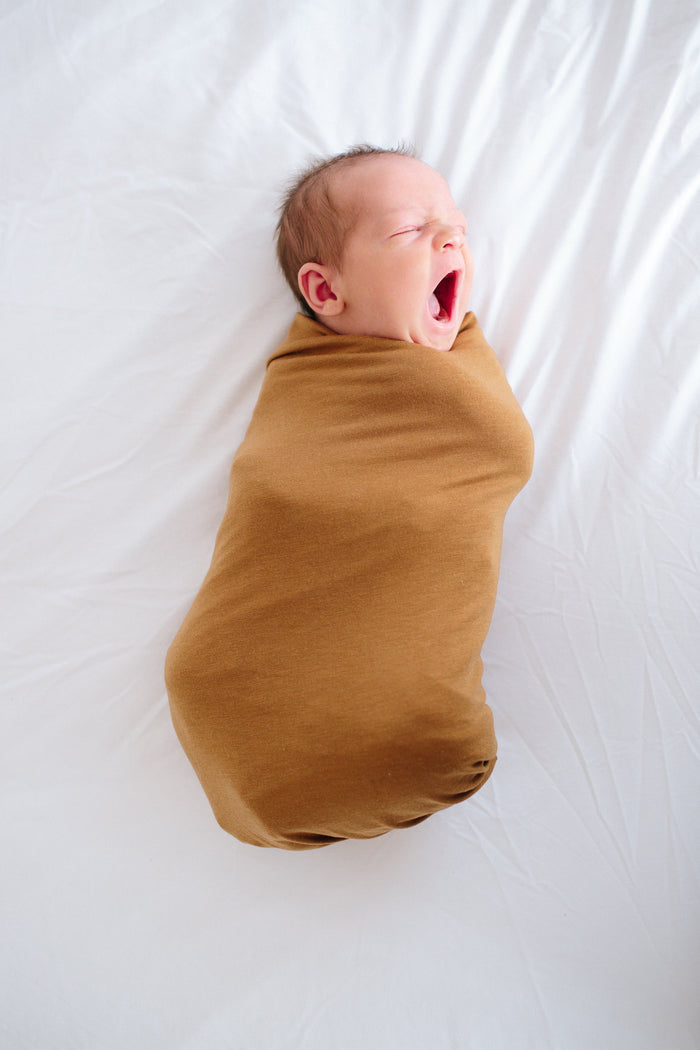 Copper Pearl Knit Swaddle Blanket | Camel