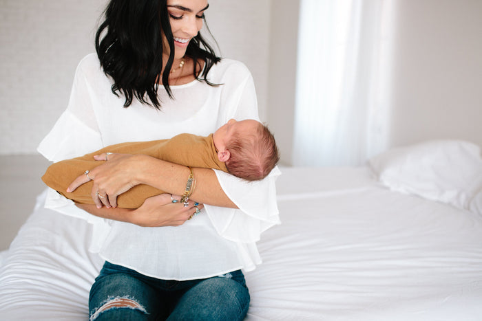 Copper Pearl Knit Swaddle Blanket | Camel