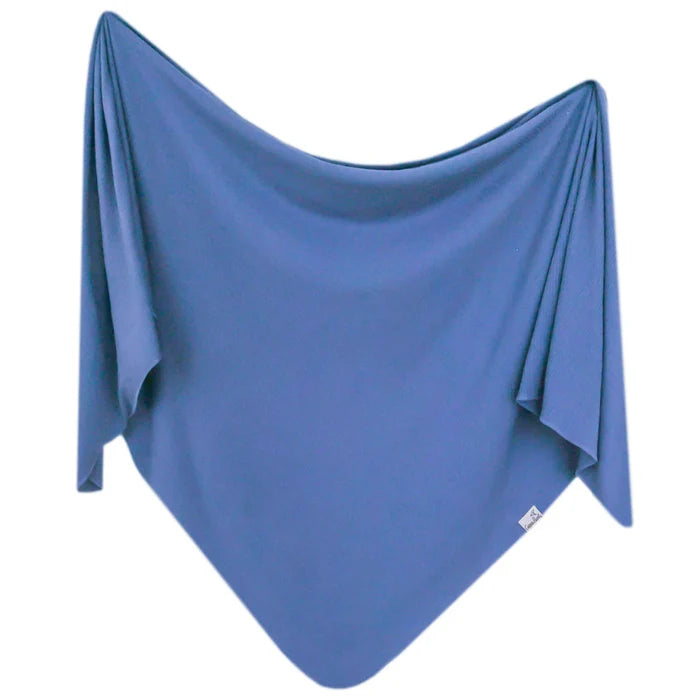 Copper Pearl Knit Swaddle Blanket | Indigo Rib