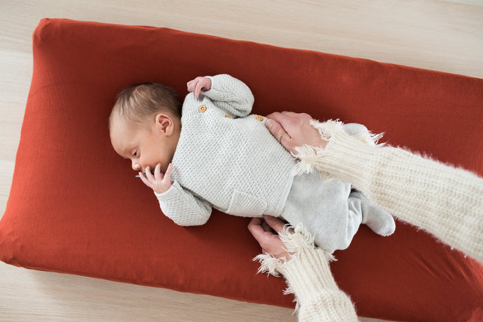 Copper Pearl Premium Knit Diaper Changing Pad Cover | Rust